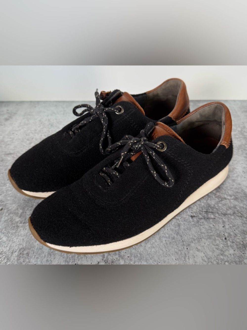 Paul Green Kalista Black Merino Wool Leather Sneaker Shoe Womens 5.5